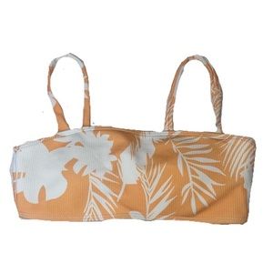 Tropical yellow and white bikini top, worn once, ripcurl, size S but could fitM
